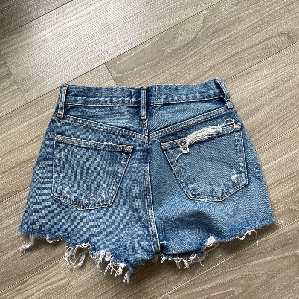 AGOLDE Parker Vintage Cut Off Denim Shorts 100% Cotton Sz 22* EUC Blue Med Wash - Picture 9 of 9